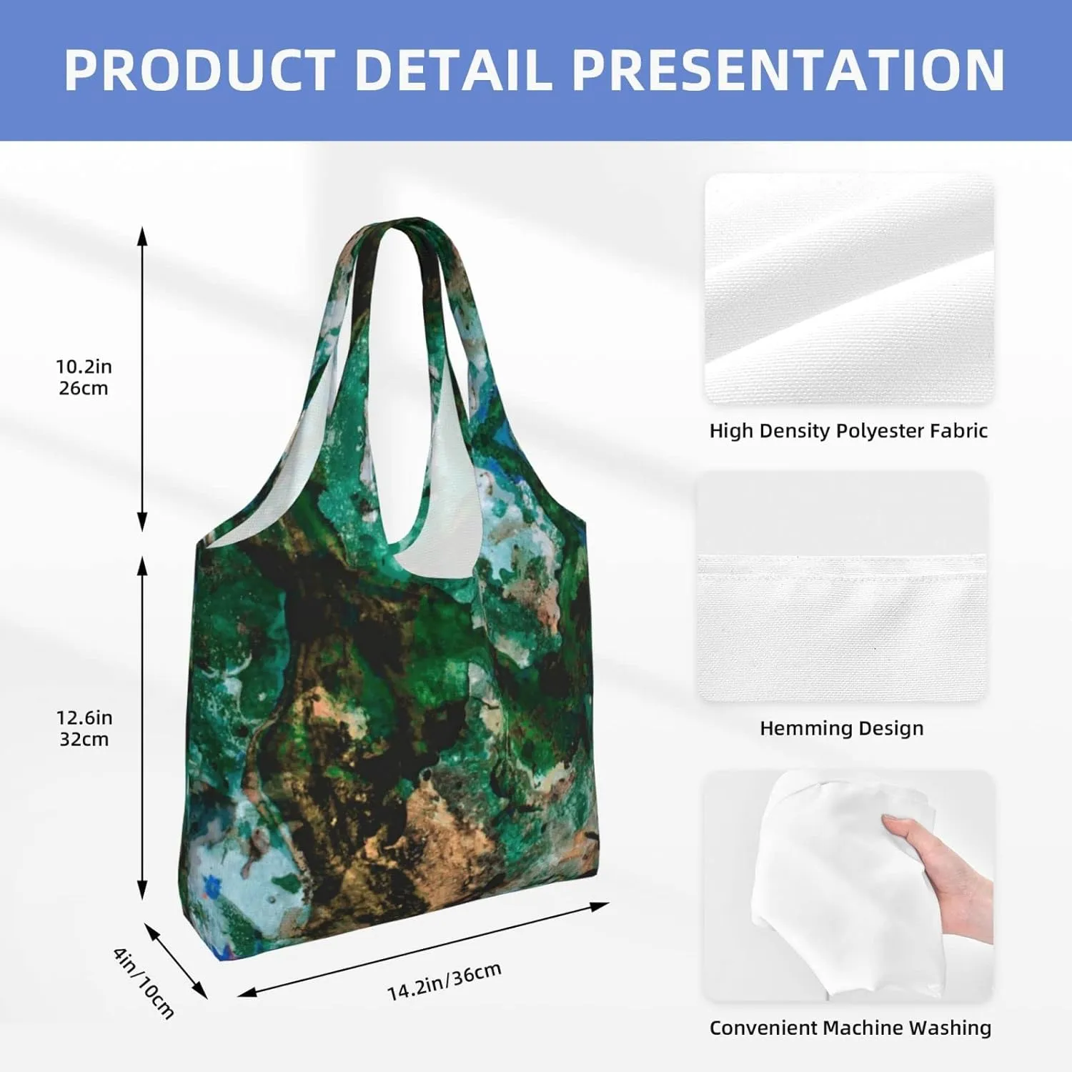 DKJlitter Fashion Canvas Tote Bag, Reusable Grocery Shopping Bag, Large capacity shopping bag Daily Utility Bag