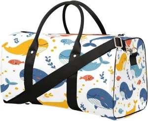 Dolphin Funny Pattern Travel Duffel Bag for Women Men Foldable Sport Gym Tote Bag Lightweight Waterproof Weekender Overnight Bag for Weekend Holiday Gym Swim Yoga