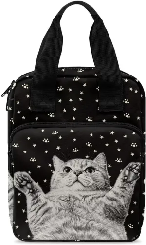 Dolyues Cute Cat Bible Cover for Kids Book Carrying Case Scripture Bag with Handle Pockets Childrens Teens Church Bag Black Handbag One Size