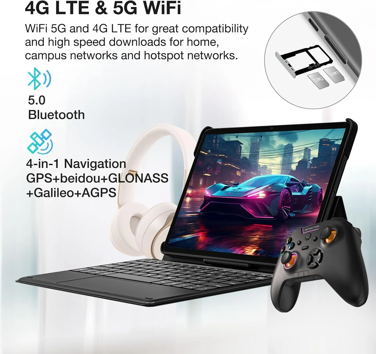 DOOGEE T30E Android Tablet with Keyboard Case T30E 11 Inch Tablets with 9GB RAM 128GB ROM/1TB TF, 8000mAh, Cellular Tablets with Dual Sim Slot, BT5.0, Android Tablet with Pen, Keyboard, Mouse&Case ﻿