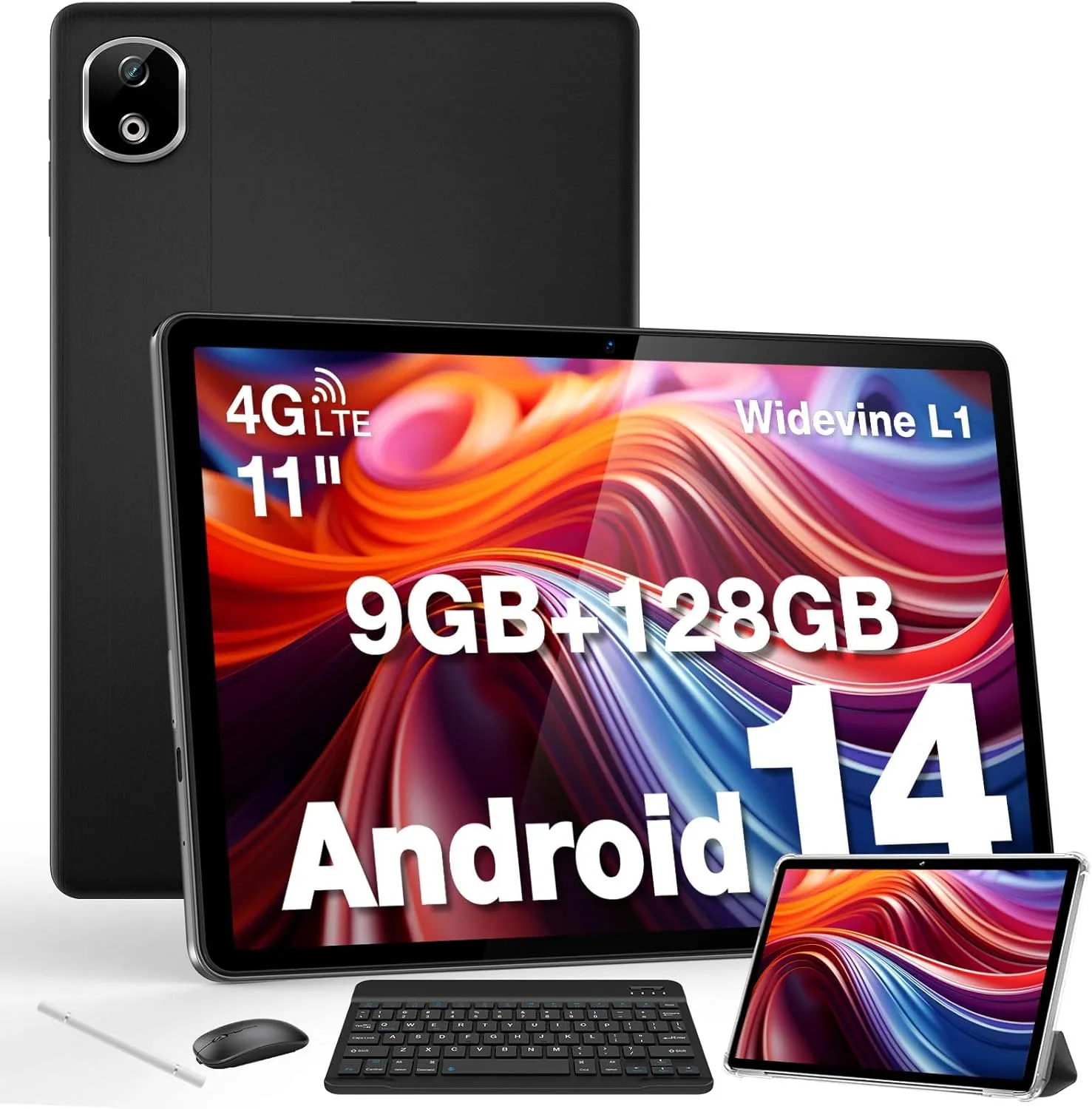 DOOGEE T30E Android Tablet with Keyboard Case T30E 11 Inch Tablets with 9GB RAM 128GB ROM/1TB TF, 8000mAh, Cellular Tablets with Dual Sim Slot, BT5.0, Android Tablet with Pen, Keyboard, Mouse&Case ﻿