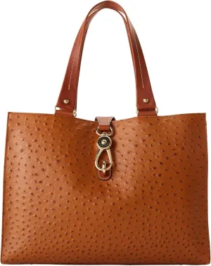 Dooney & Bourke Handbag, Ostrich Large Logo Lock Tote