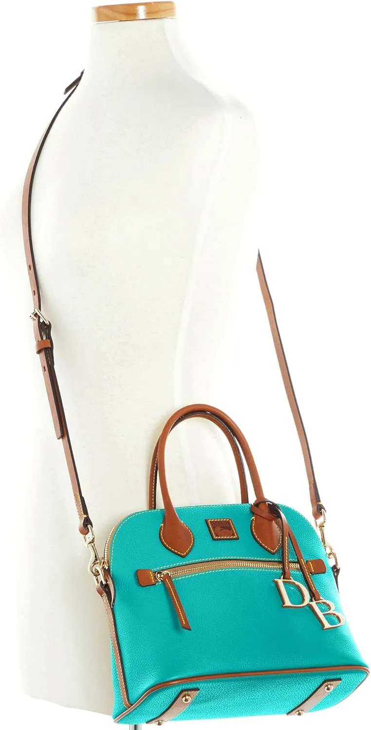 Dooney & Bourke Women's Domed Satchel in Pebble Grain Leather, Large Handbag with Adjustable & Detachable Shoulder Strap
