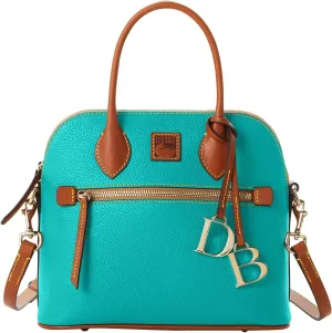 Dooney & Bourke Women's Domed Satchel in Pebble Grain Leather, Large Handbag with Adjustable & Detachable Shoulder Strap