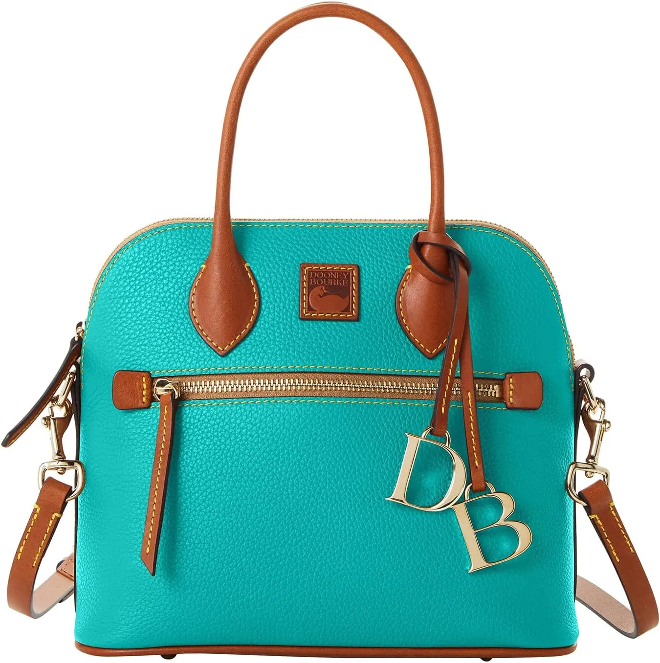 Dooney & Bourke Women's Domed Satchel in Pebble Grain Leather, Large Handbag with Adjustable & Detachable Shoulder Strap