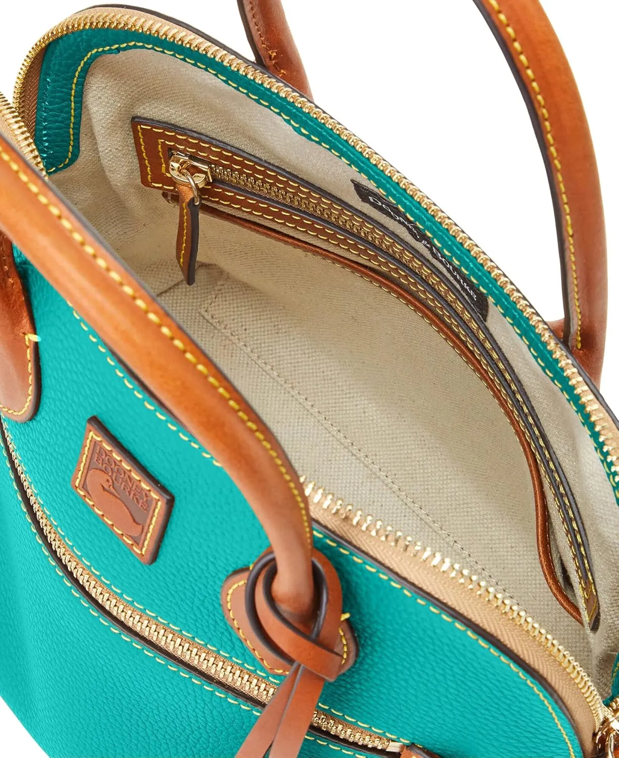 Dooney & Bourke Women's Domed Satchel in Pebble Grain Leather, Large Handbag with Adjustable & Detachable Shoulder Strap