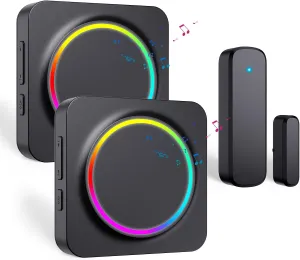 Door Chime, Door Chimes When Door Opens, Door Sensor Door Open Alarm with 600 FT Range, 32 Chimes 5 Adjustable Volume, Door Ringer Alert for Business/Home/Kids When Entering (2Receivers 1Sensor)