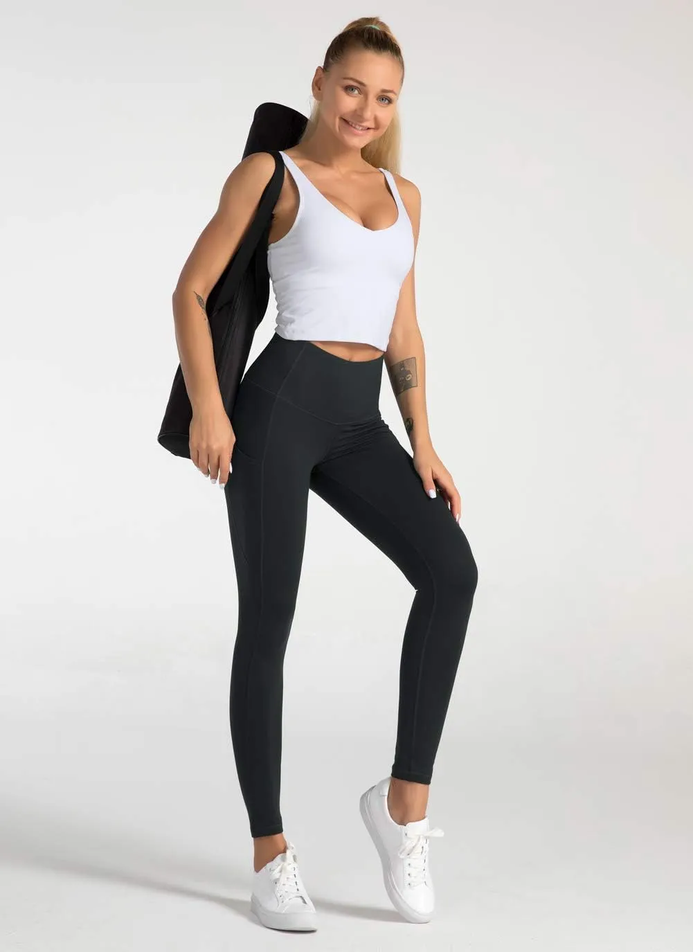 Dragon Fit High Waist Yoga Leggings with 3 Pockets,Tummy Control Workout Running 4 Way Stretch Yoga Pants