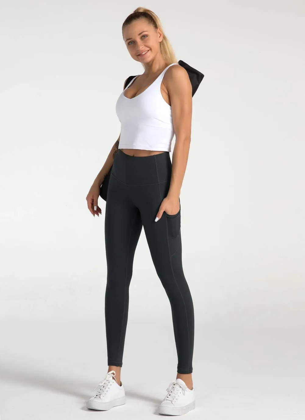 Dragon Fit High Waist Yoga Leggings with 3 Pockets,Tummy Control Workout Running 4 Way Stretch Yoga Pants