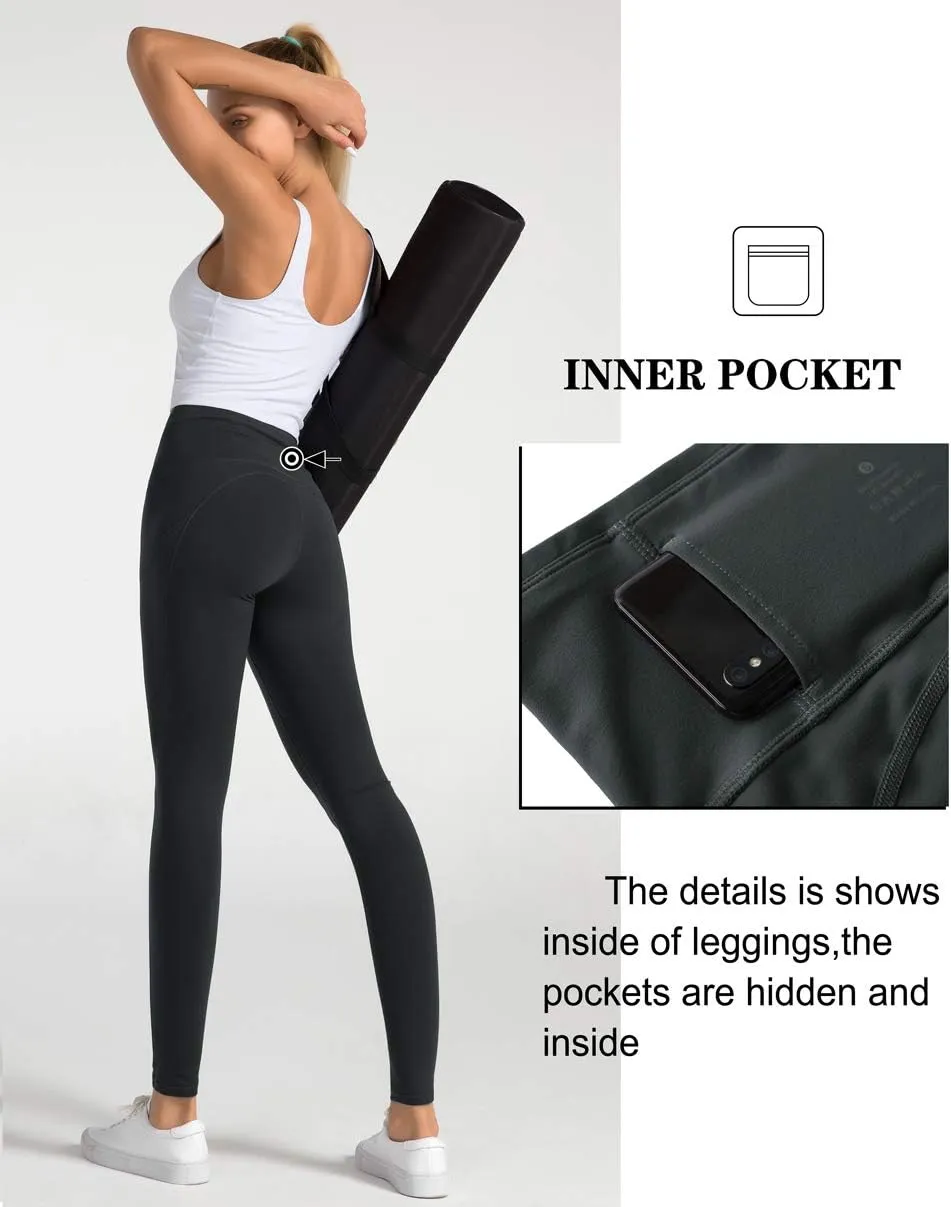 Dragon Fit High Waist Yoga Leggings with 3 Pockets,Tummy Control Workout Running 4 Way Stretch Yoga Pants