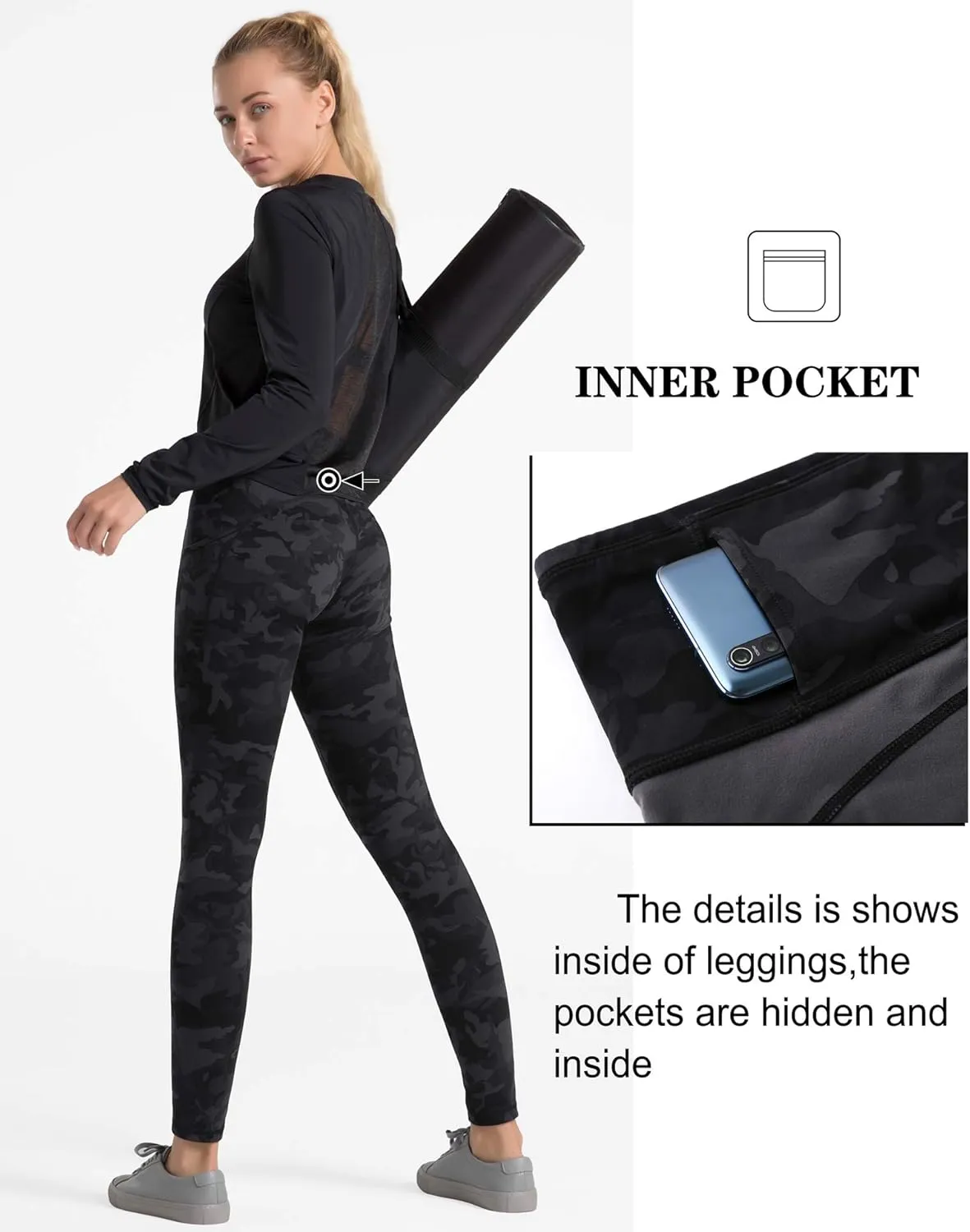 Dragon Fit High Waist Yoga Leggings with 3 Pockets,Tummy Control Workout Running 4 Way Stretch Yoga Pants