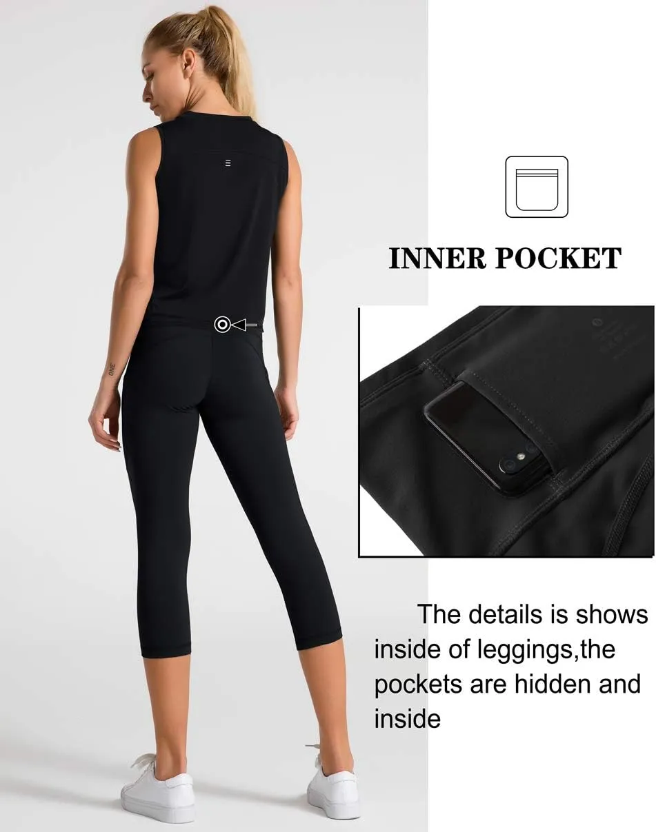 Dragon Fit High Waist Yoga Leggings with 3 Pockets,Tummy Control Workout Running 4 Way Stretch Yoga Pants