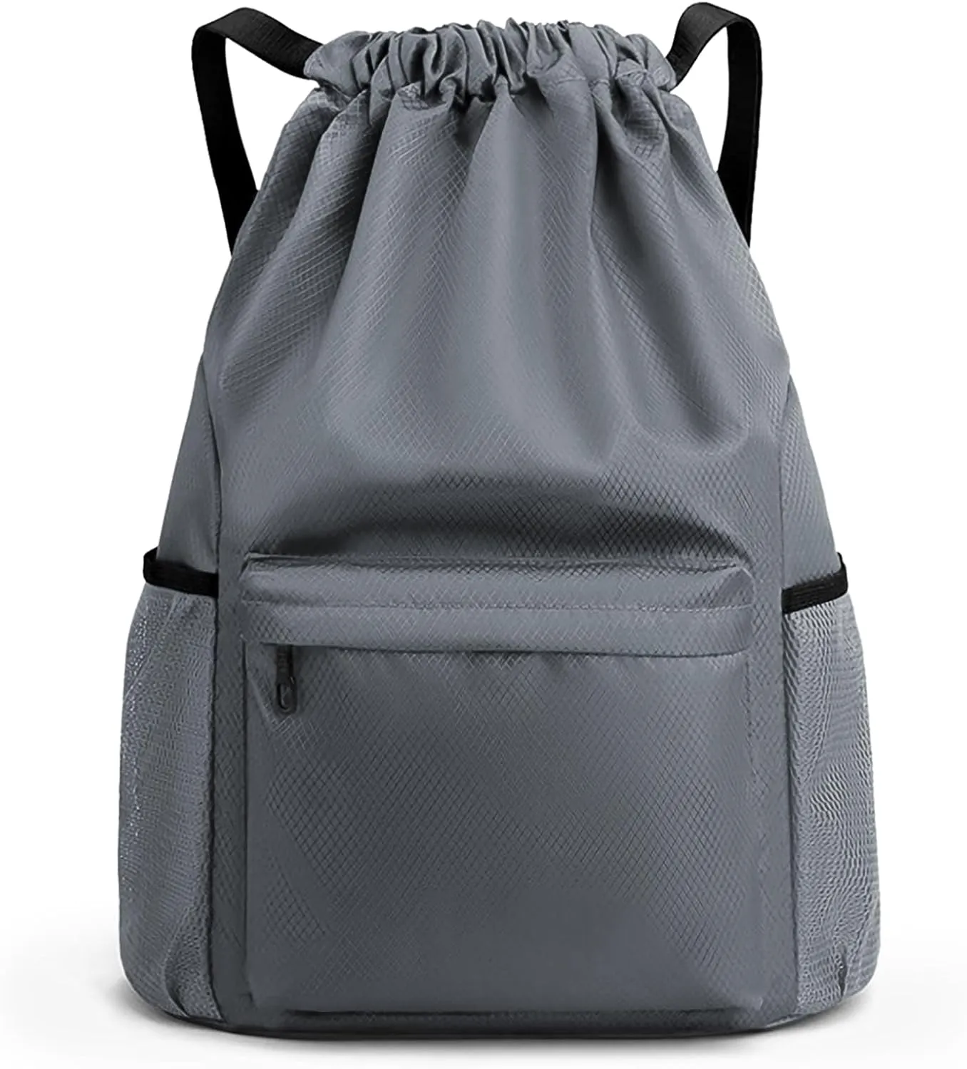 Drawstring Backpack - Small Gym Bag with Wet & Dry Compartment, Basketball Sackpack for Men & Women, Sports Backpack for Swim, Soccer & Accessories, Gray, Size L