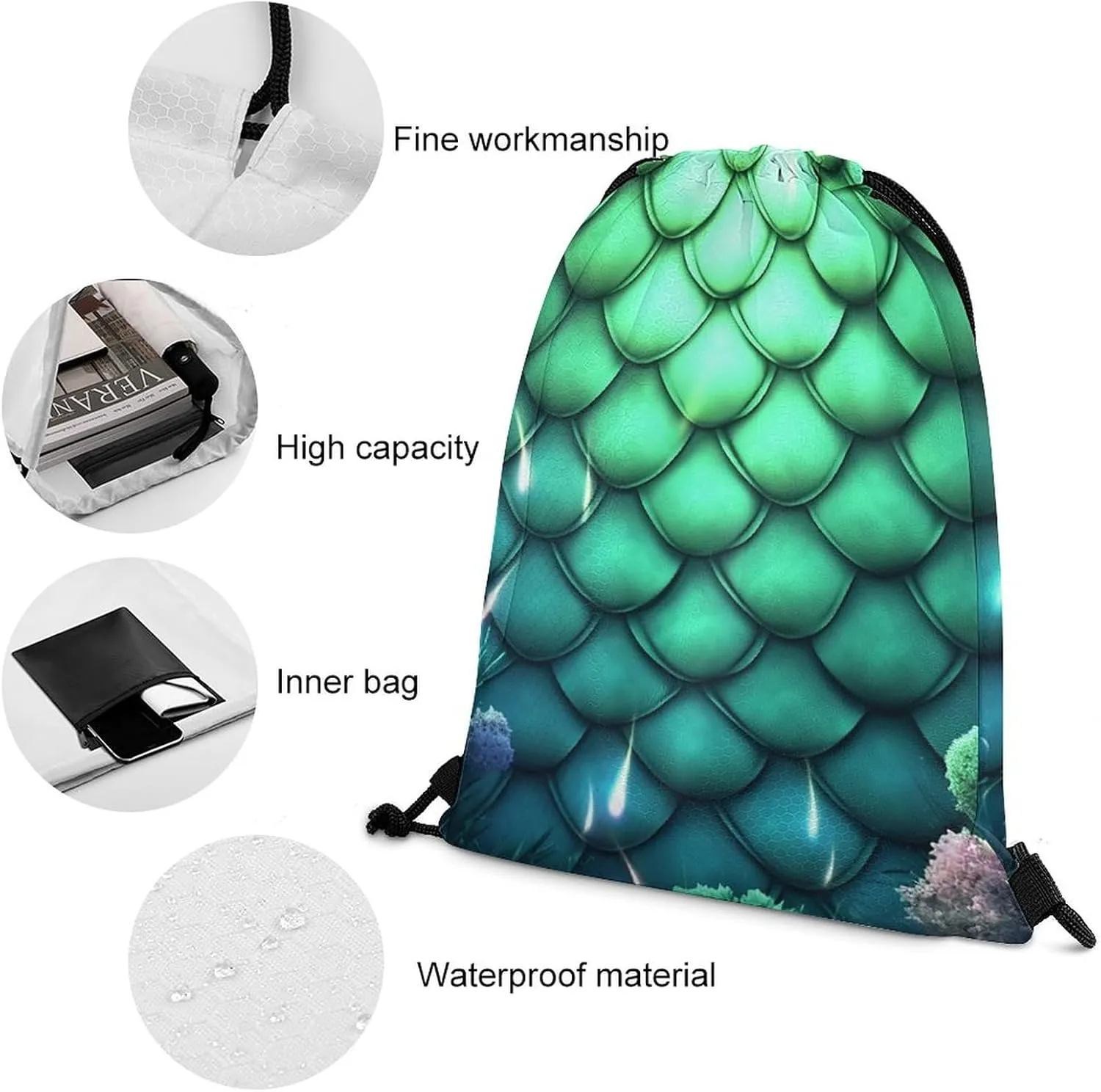 Drawstring Backpack Sport Gym Bag Water Resistant Sackpack Moonlight Garden Cinch Bag String Bag for Outdoor