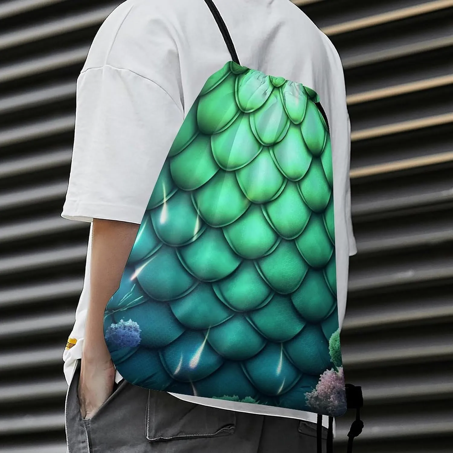 Drawstring Backpack Sport Gym Bag Water Resistant Sackpack Moonlight Garden Cinch Bag String Bag for Outdoor