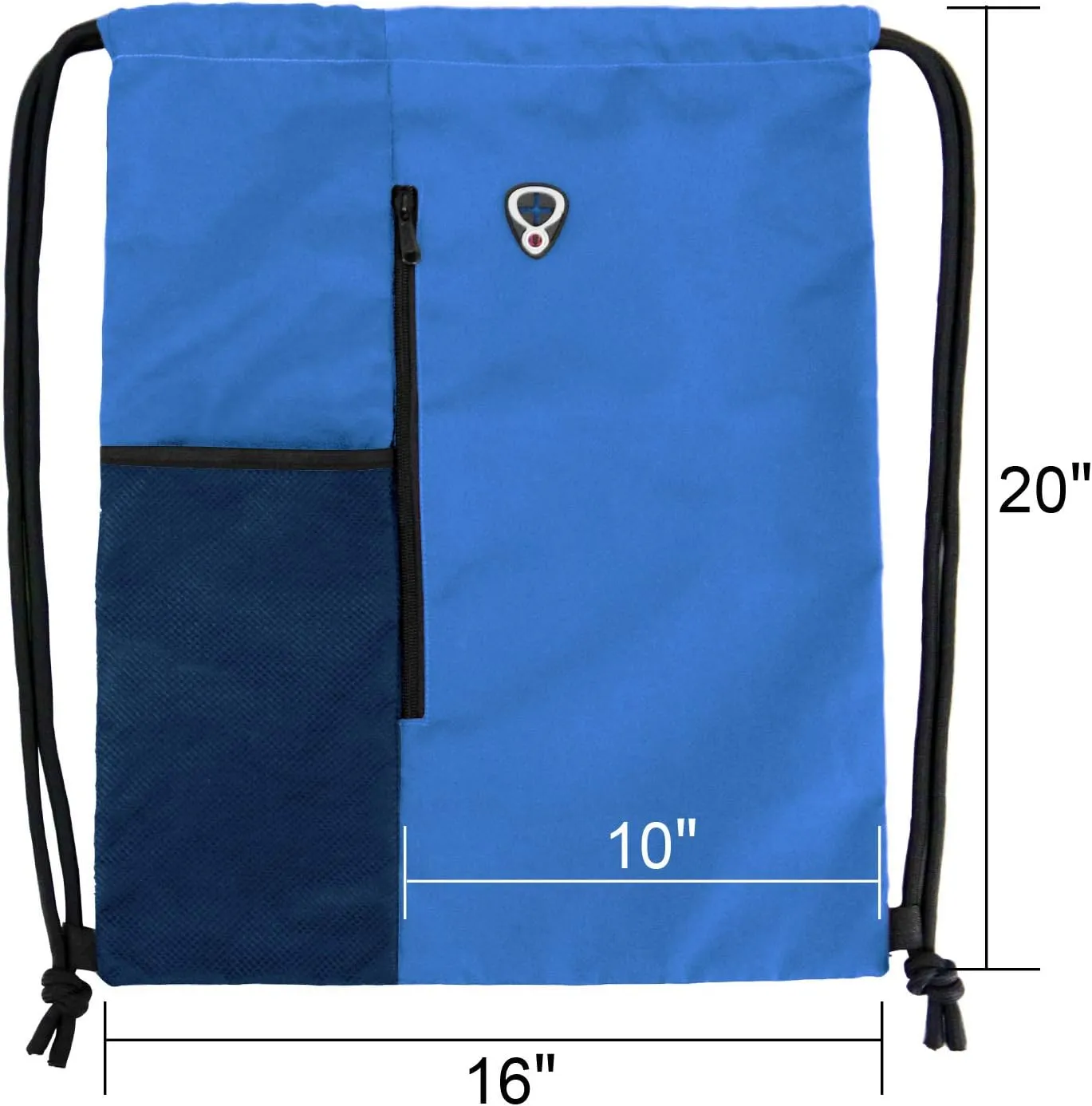 Drawstring Backpack Sports Gym Bag for Women Men Large Size With Two Zipper Pockets and Water Bottle Mesh Pockets