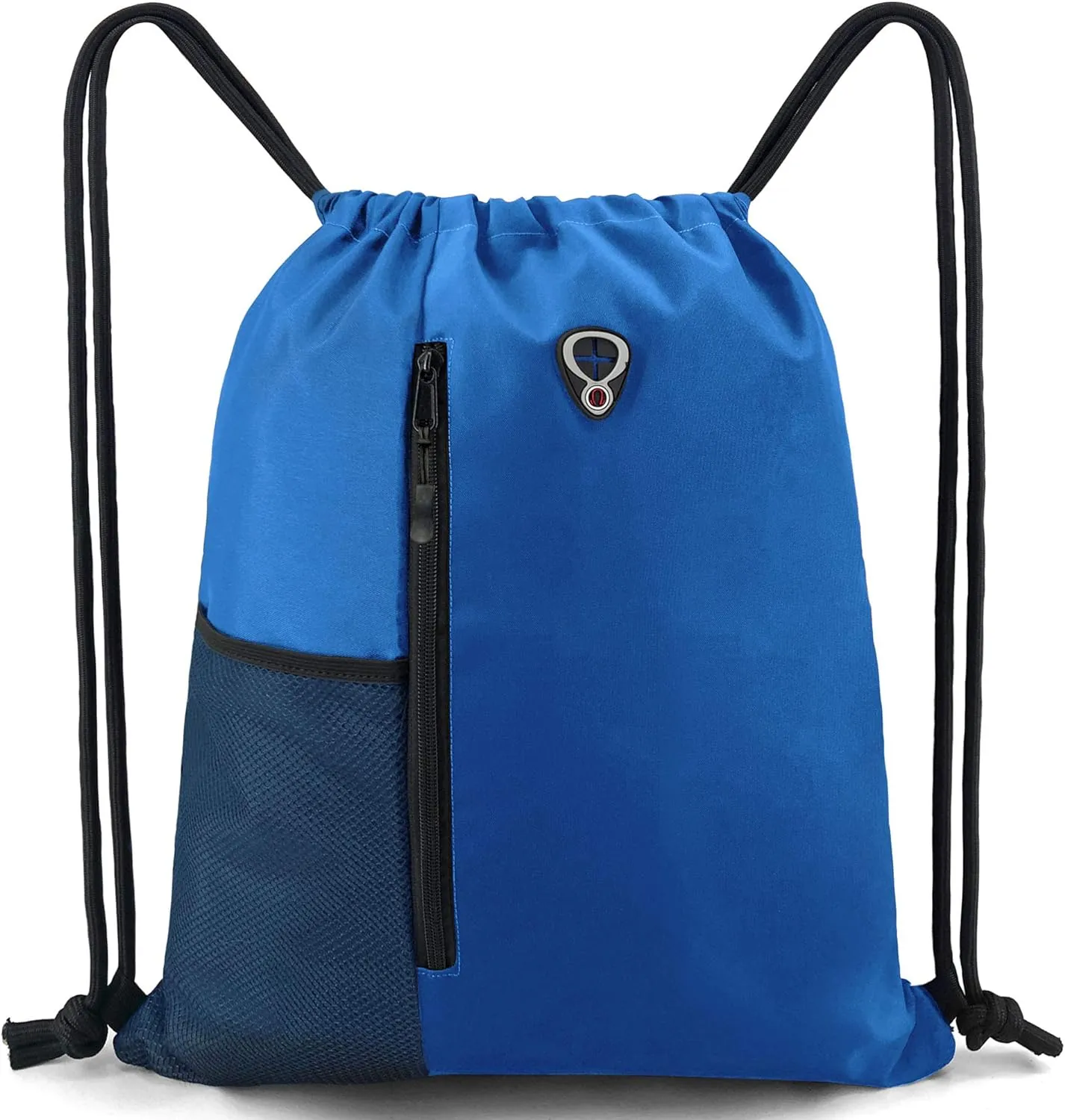 Drawstring Backpack Sports Gym Bag for Women Men Large Size With Two Zipper Pockets and Water Bottle Mesh Pockets