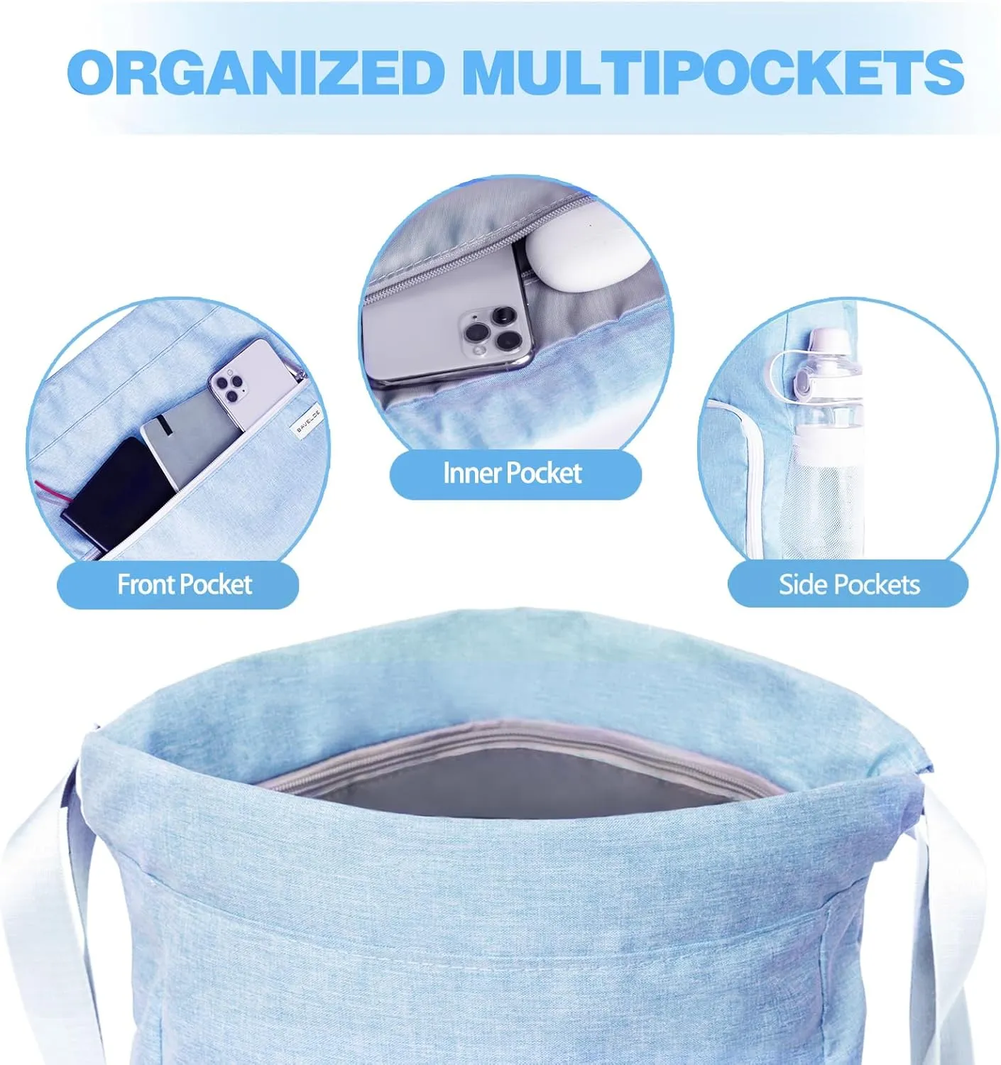 Drawstring Backpack with Wet Pocket & Shoe Compartment, Water-Resistant Sports Gym Swim String Bag for Women Men(Sky Blue)