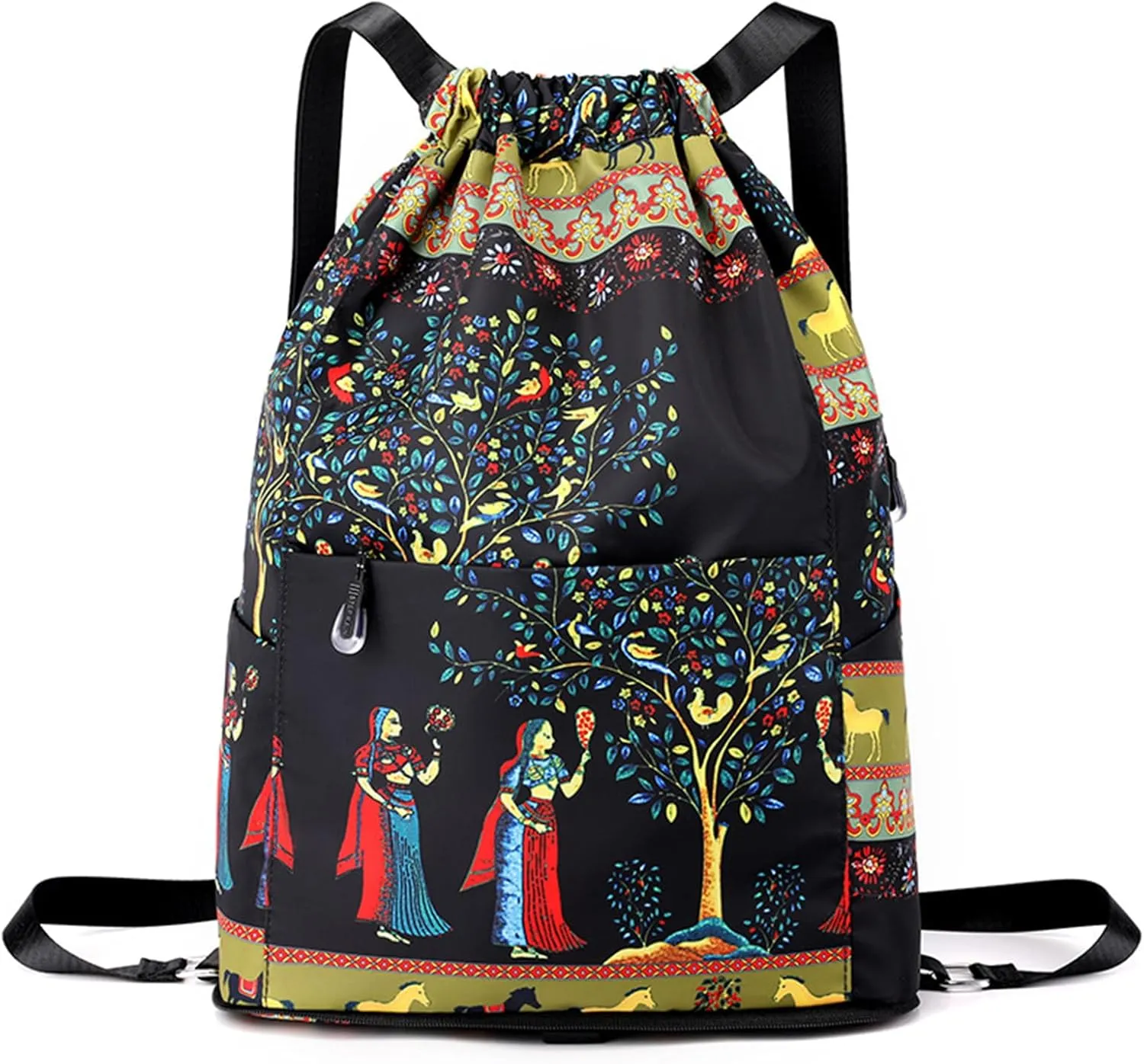 Drawstring Foldable Large Capacity Dry-wet Separation Travel Sports Backpack, Drawstring Backpack Gym Bag for Women Men (E)