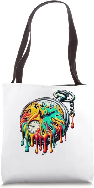 Dripping Paint Vintage Pocket Watch Chain Retro Tote Bag