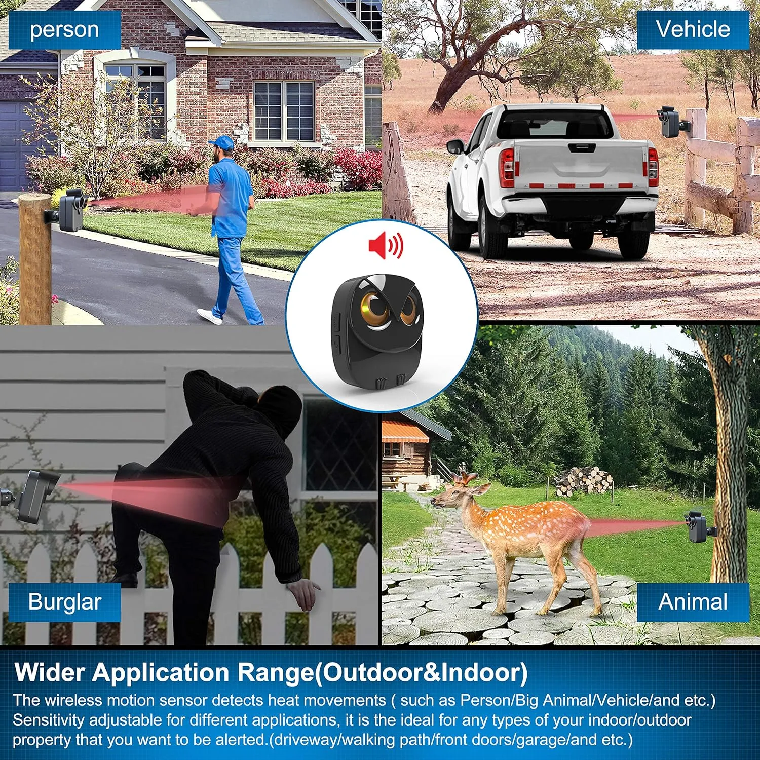 Driveway Alarm- 1/2 Mile Long Range Wireless Driveway Alarm Outdoor Weather Resistant Motion Sensor&Detector-DIY Security Alert-Monitor&Protect Outdoor/Indoor Property - 1 Receiver and 2 Sensors