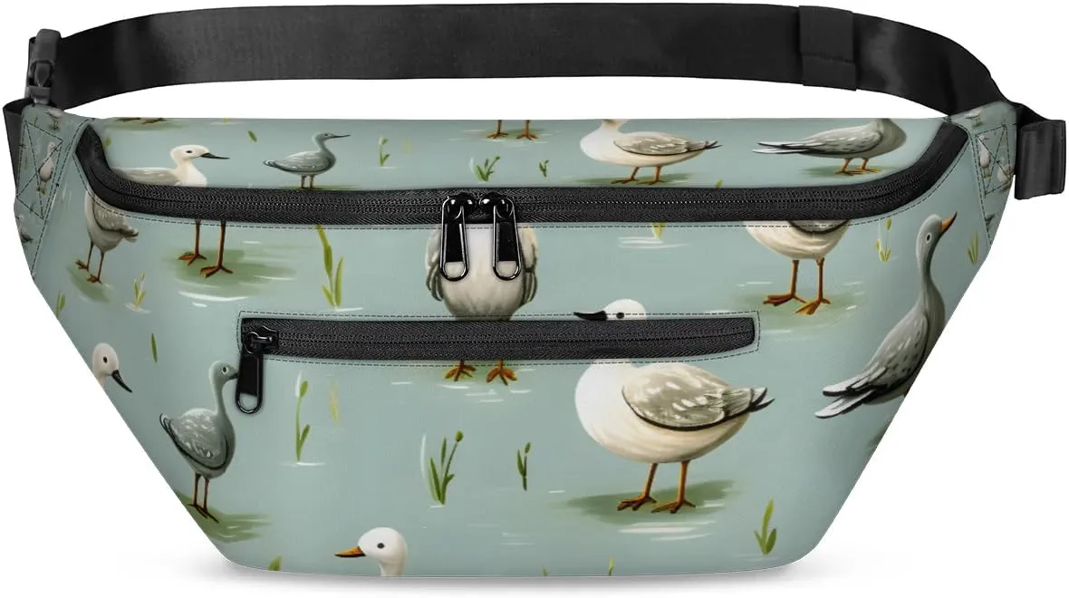 Ducks Printed Sling Bag Crossbody Backpack Chest Daypack for Women Sport Travel Hiking Casual Bag Multipurpose Waist Pack With Zipper Closure Adjustable Strap Shoulder Bag