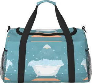 Duffle Bag for Travel, Bathtub with Soap Bubbles Weekender Overnight Duffel Bag, Carry On Bag Gym Bag for Women Men, Personal Item Travel Bag