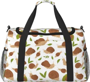 Duffle Bag for Travel, Green Leaf Brown Snails Weekender Overnight Duffel Bag, Carry On Bag Gym Bag for Women Men, Personal Item Travel Bag