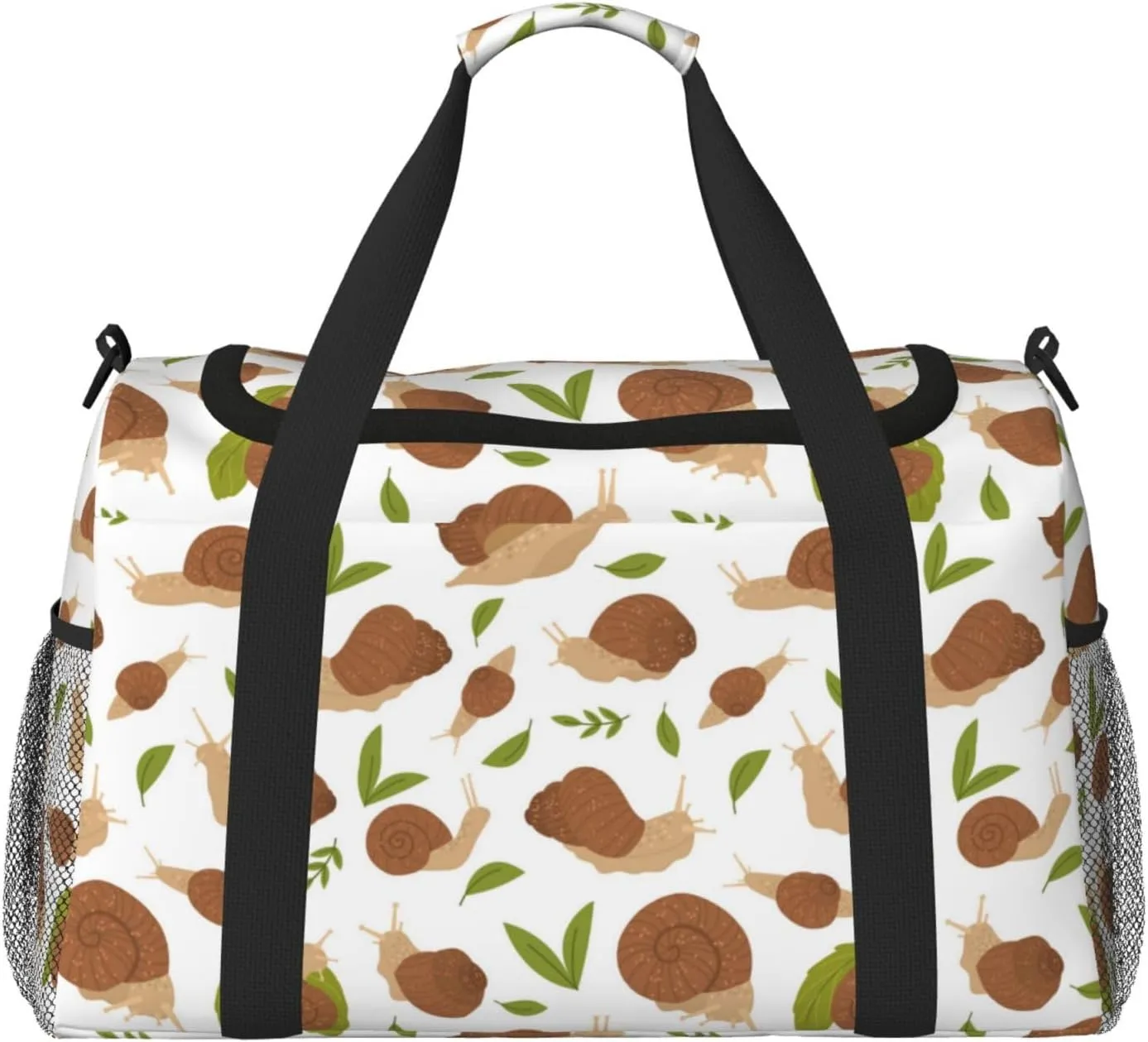 Duffle Bag for Travel, Green Leaf Brown Snails Weekender Overnight Duffel Bag, Carry On Bag Gym Bag for Women Men, Personal Item Travel Bag
