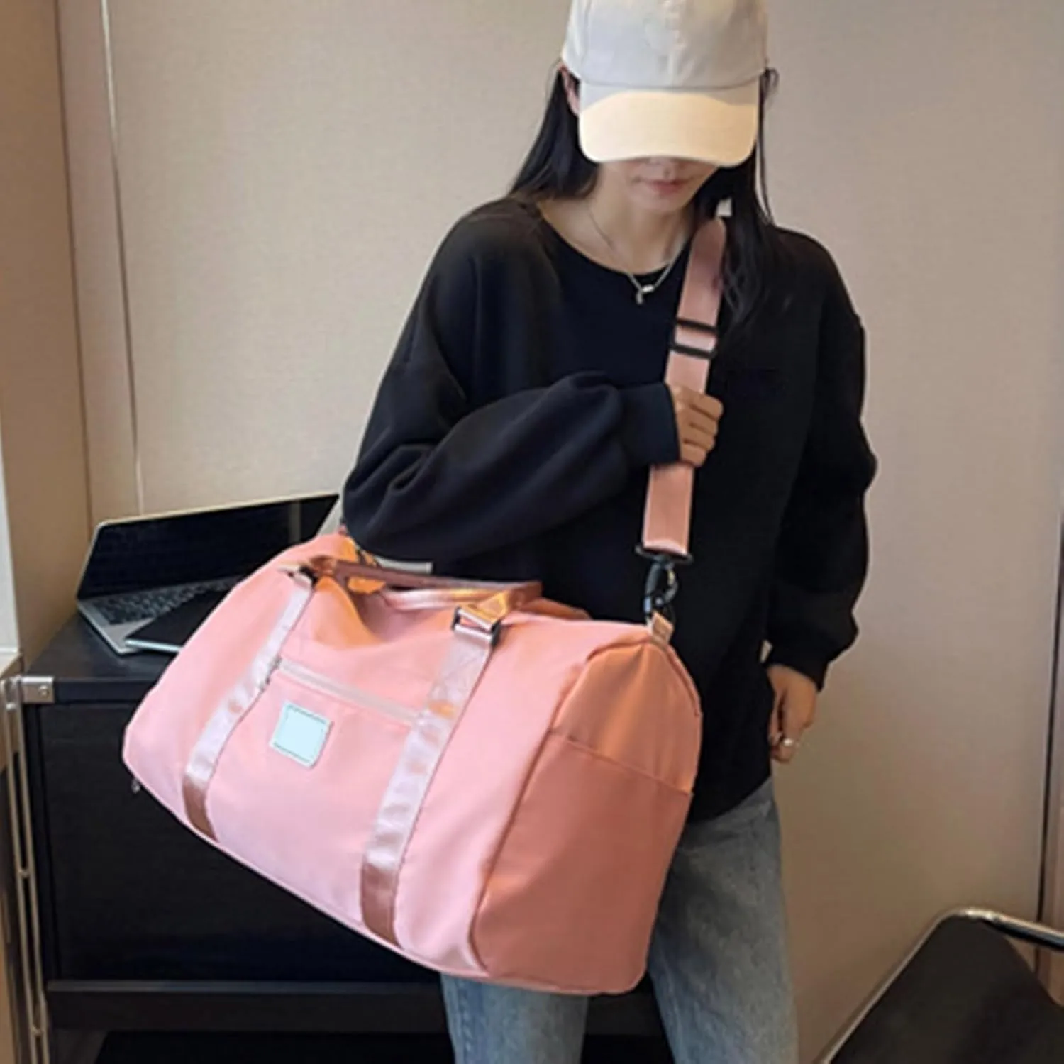 Duffle Bag with Wet/dry Compartment Waterproof Travel Shoe Large Capacity Dry Wet Separation Outdoor Weekender Overnight Gym Workout Luggage Suitcase Purple