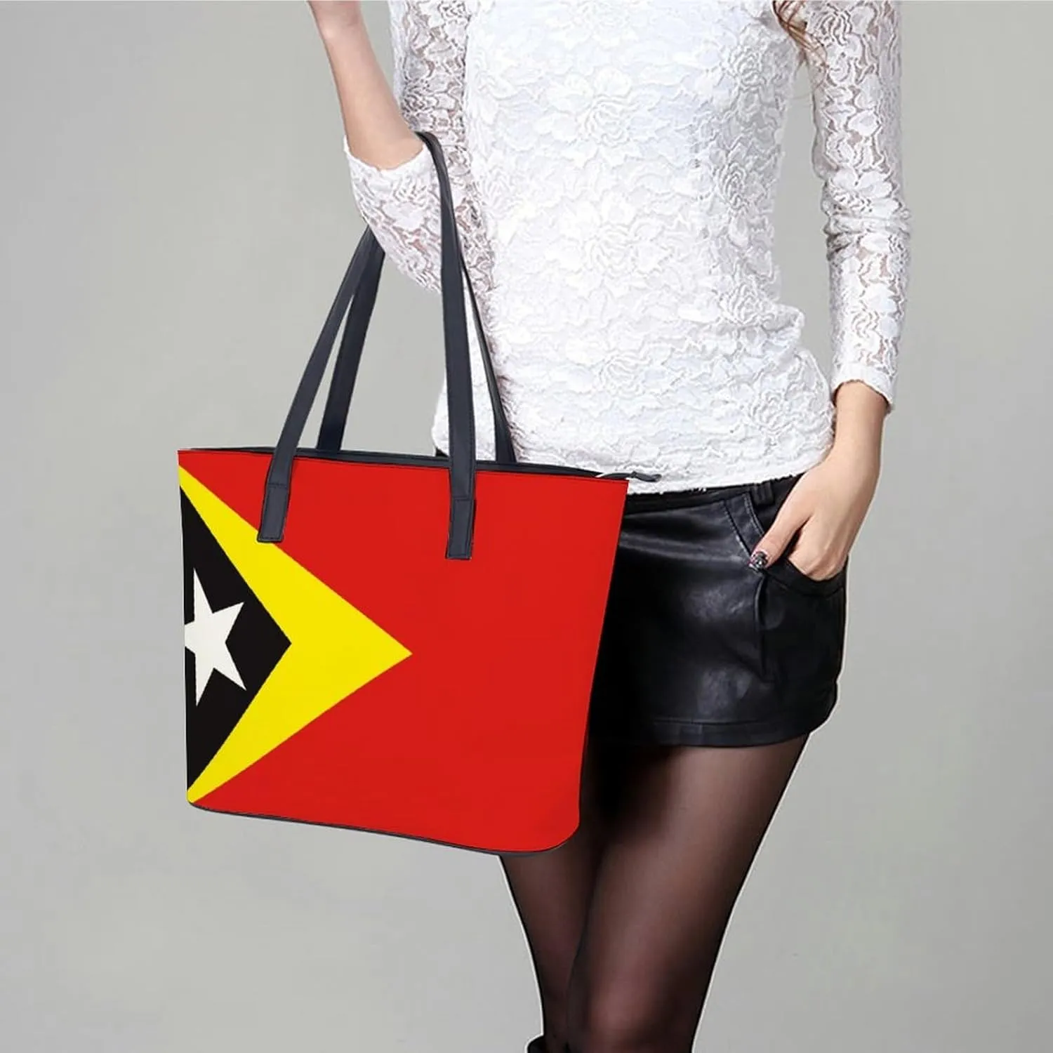 East Timor Flag Stylish Hobo Handbag Women Perfect Leather Tote for Shopping Trips