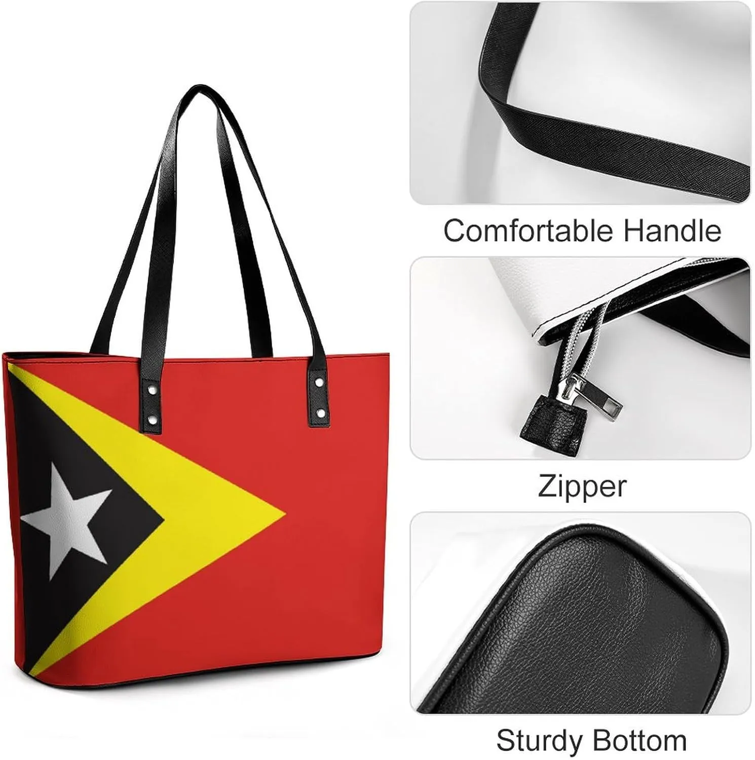East Timor Flag Stylish Hobo Handbag Women Perfect Leather Tote for Shopping Trips