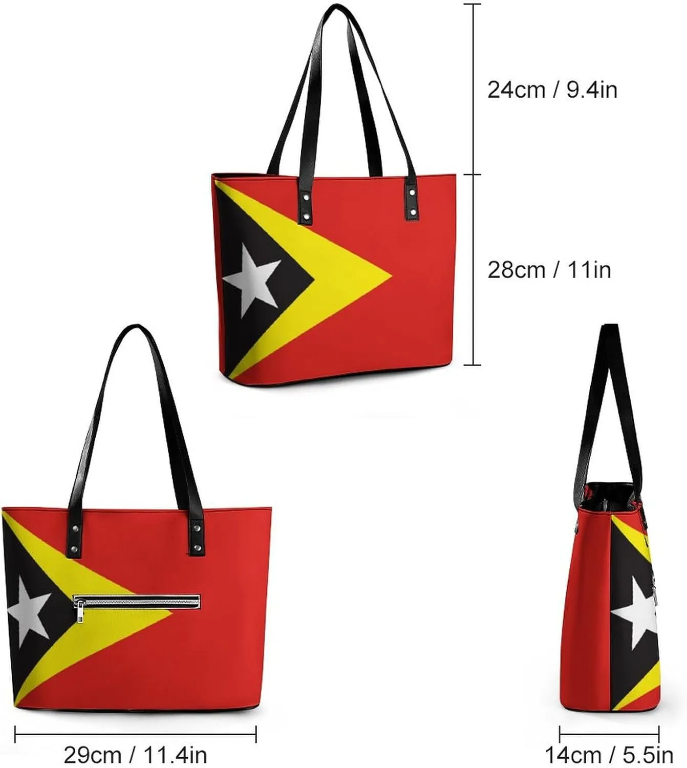 East Timor Flag Stylish Hobo Handbag Women Perfect Leather Tote for Shopping Trips