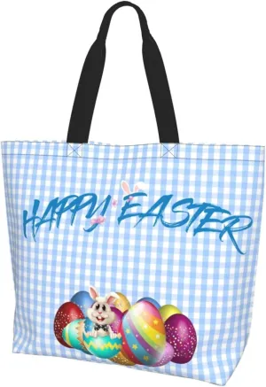 Easter Grocery Bag Happy Easter Shopping Bag Easter Egg Handbag Bags Easter Tote Bag for Outdoor