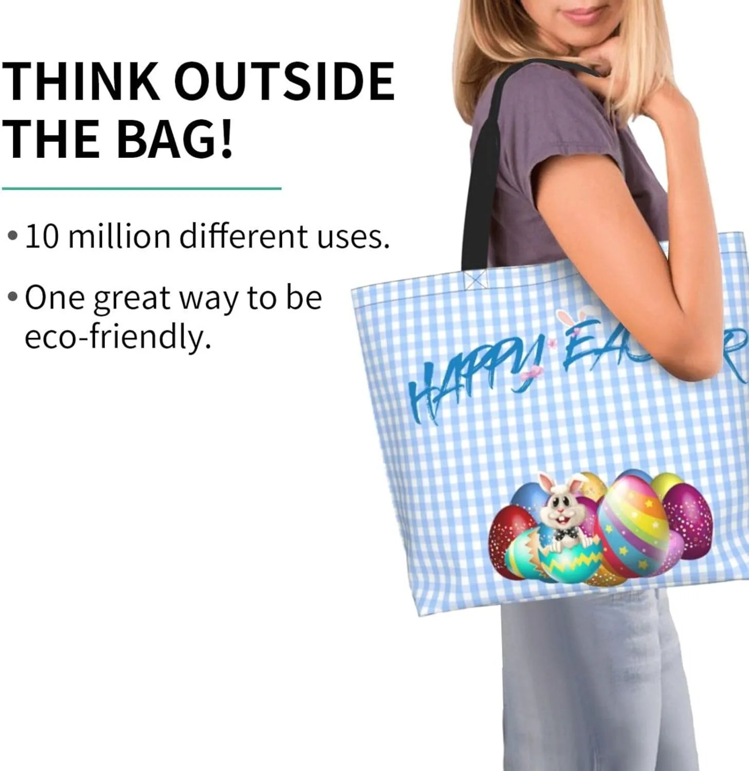 Easter Grocery Bag Happy Easter Shopping Bag Easter Egg Handbag Bags Easter Tote Bag for Outdoor