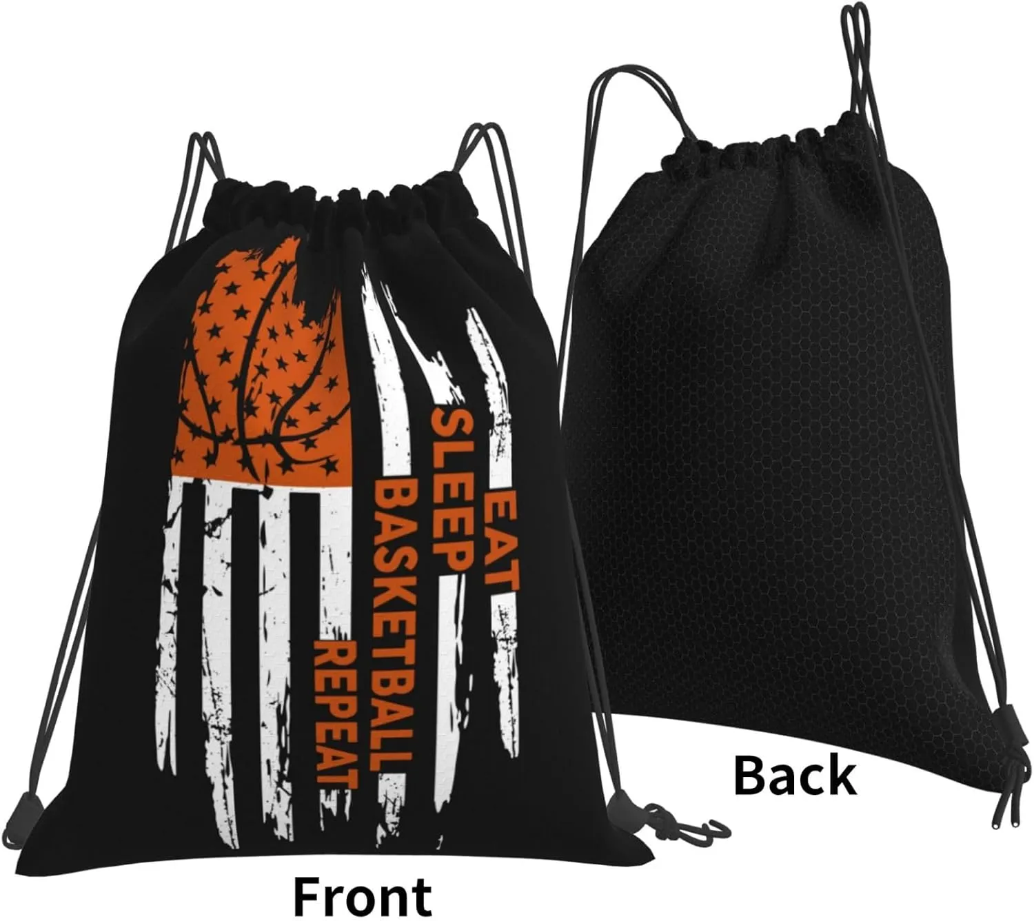 Eat Sleep Basketball Repeat Unisex Drawstring Backpack Bag Sport Gym Swim Travel Sackpack