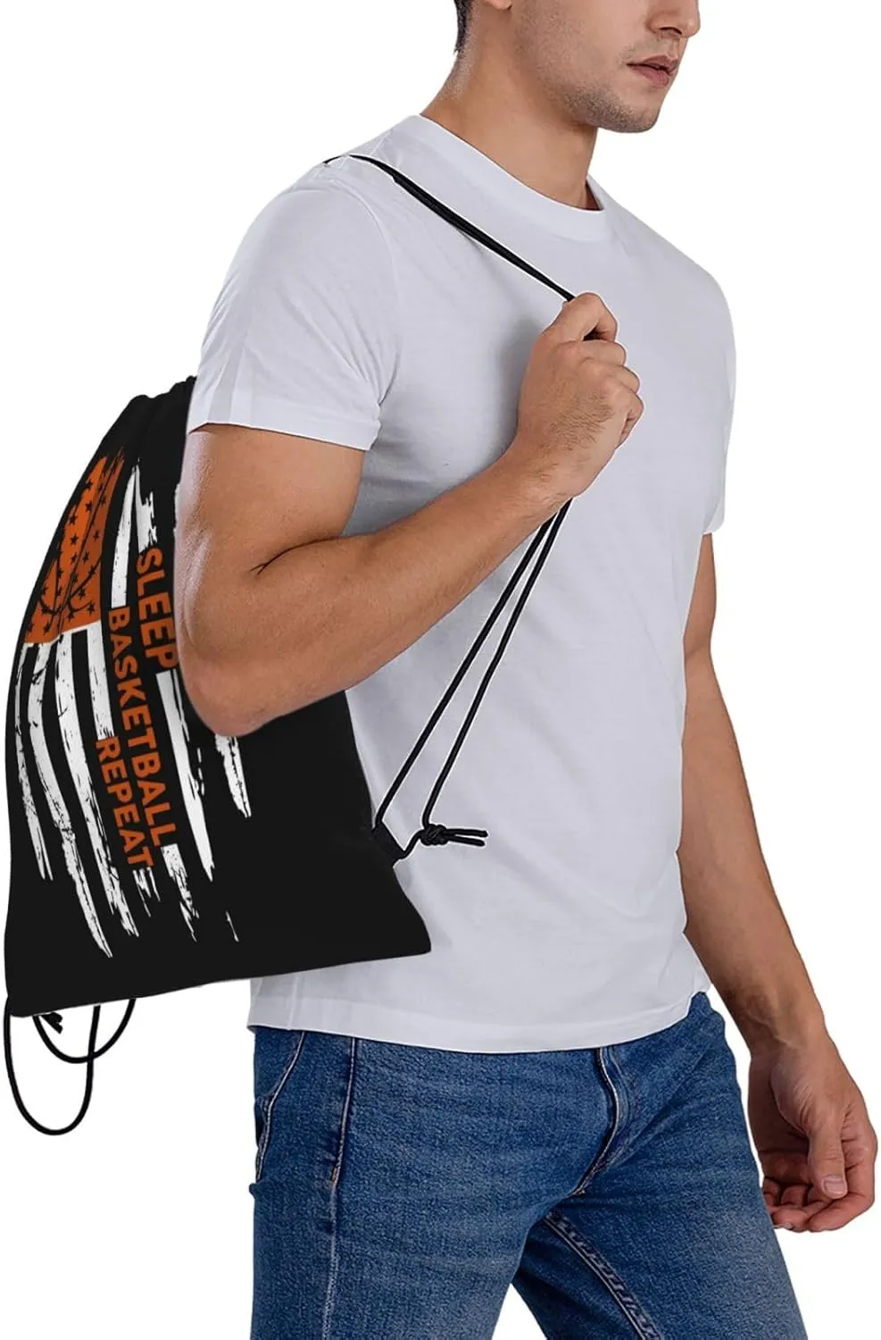 Eat Sleep Basketball Repeat Unisex Drawstring Backpack Bag Sport Gym Swim Travel Sackpack