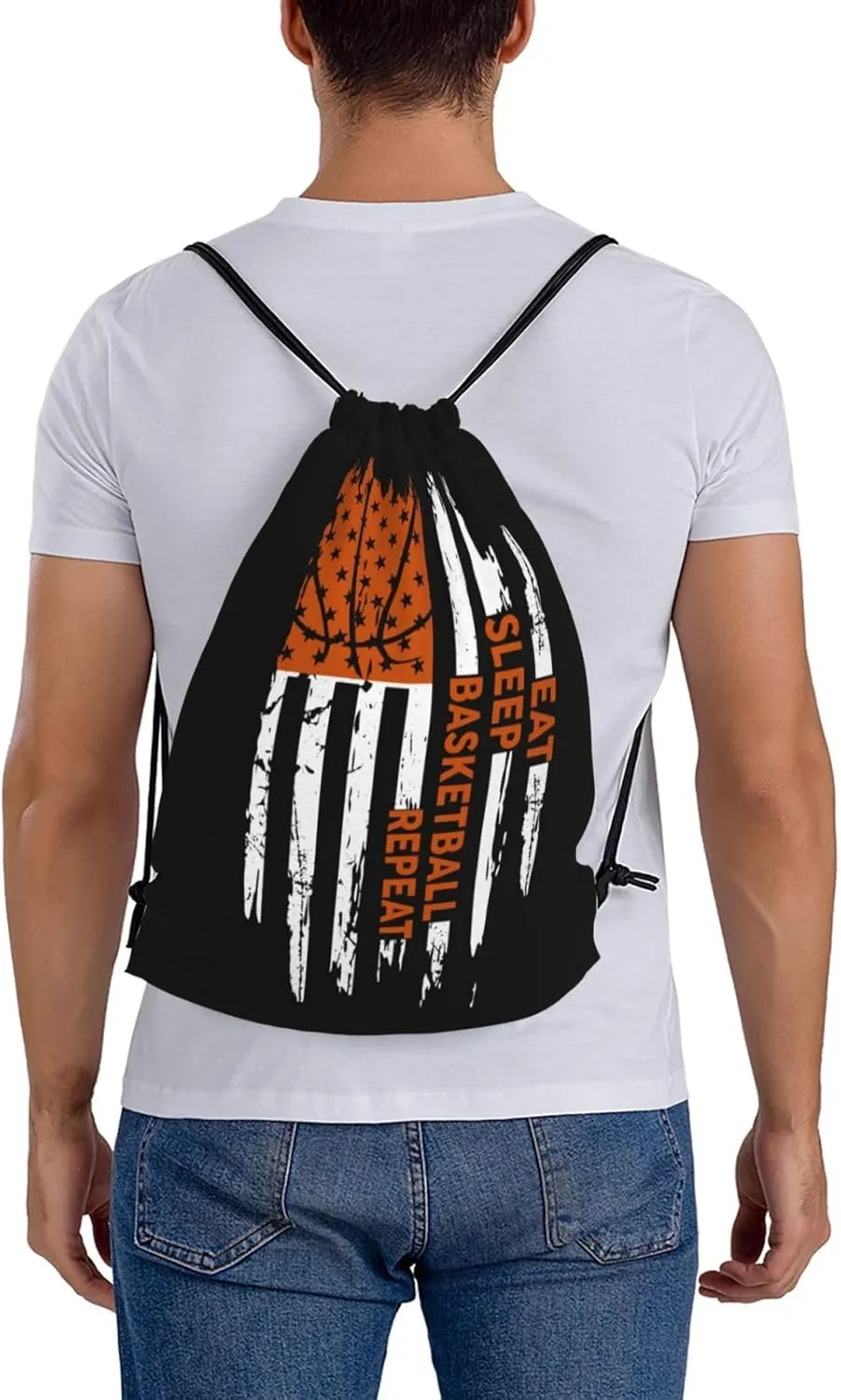 Eat Sleep Basketball Repeat Unisex Drawstring Backpack Bag Sport Gym Swim Travel Sackpack