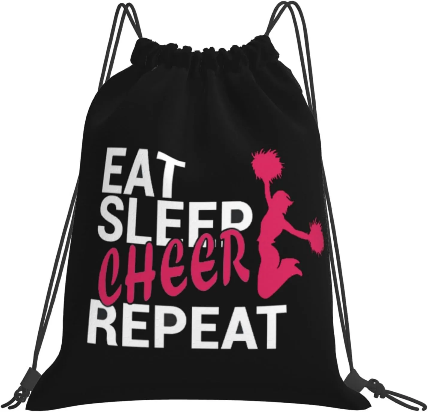 Eat Sleep Cheer Repeat Unisex Drawstring Backpack Bag Sport Gym Swim Travel Sackpack