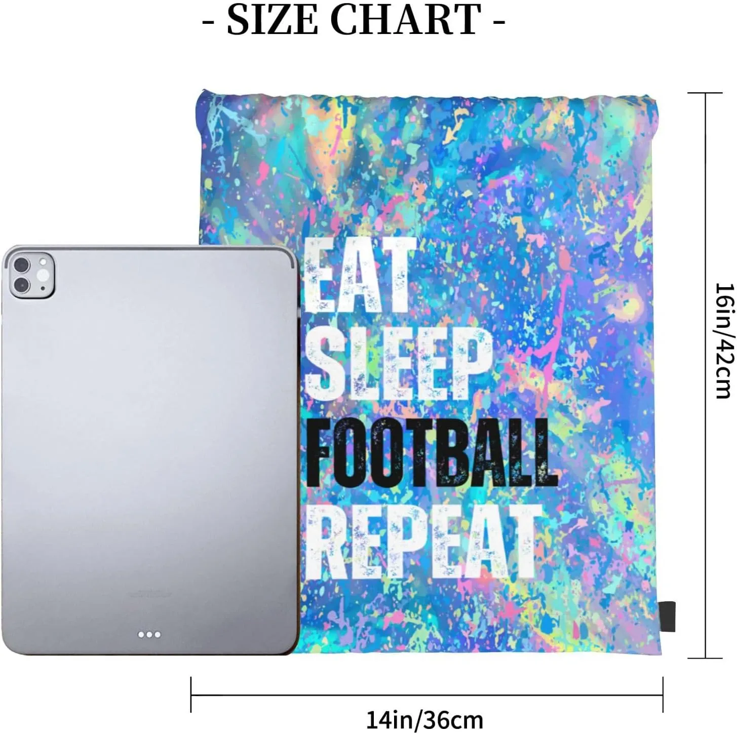 Eat Sleep Football Repeat Drawstring Backpack Gym String Bag Sports Drawstring Sackpack For Women Men
