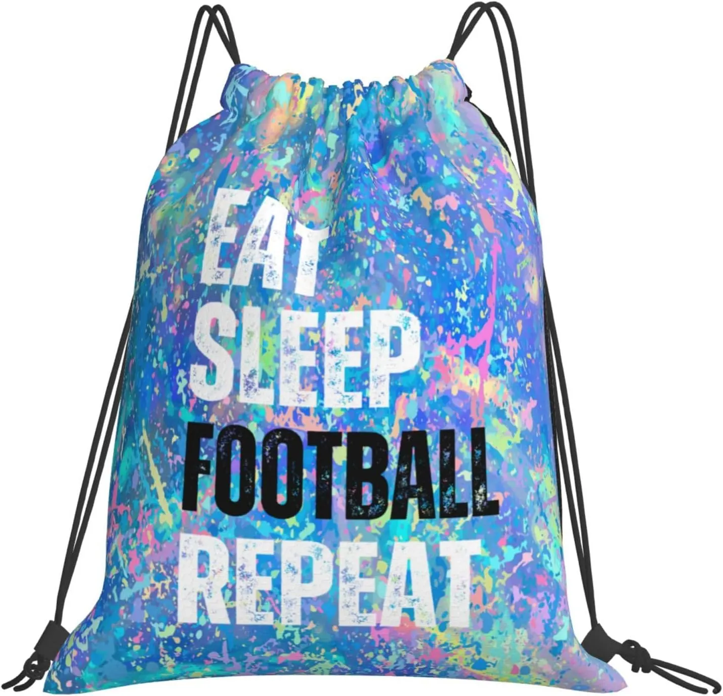 Eat Sleep Football Repeat Drawstring Backpack Gym String Bag Sports Drawstring Sackpack For Women Men