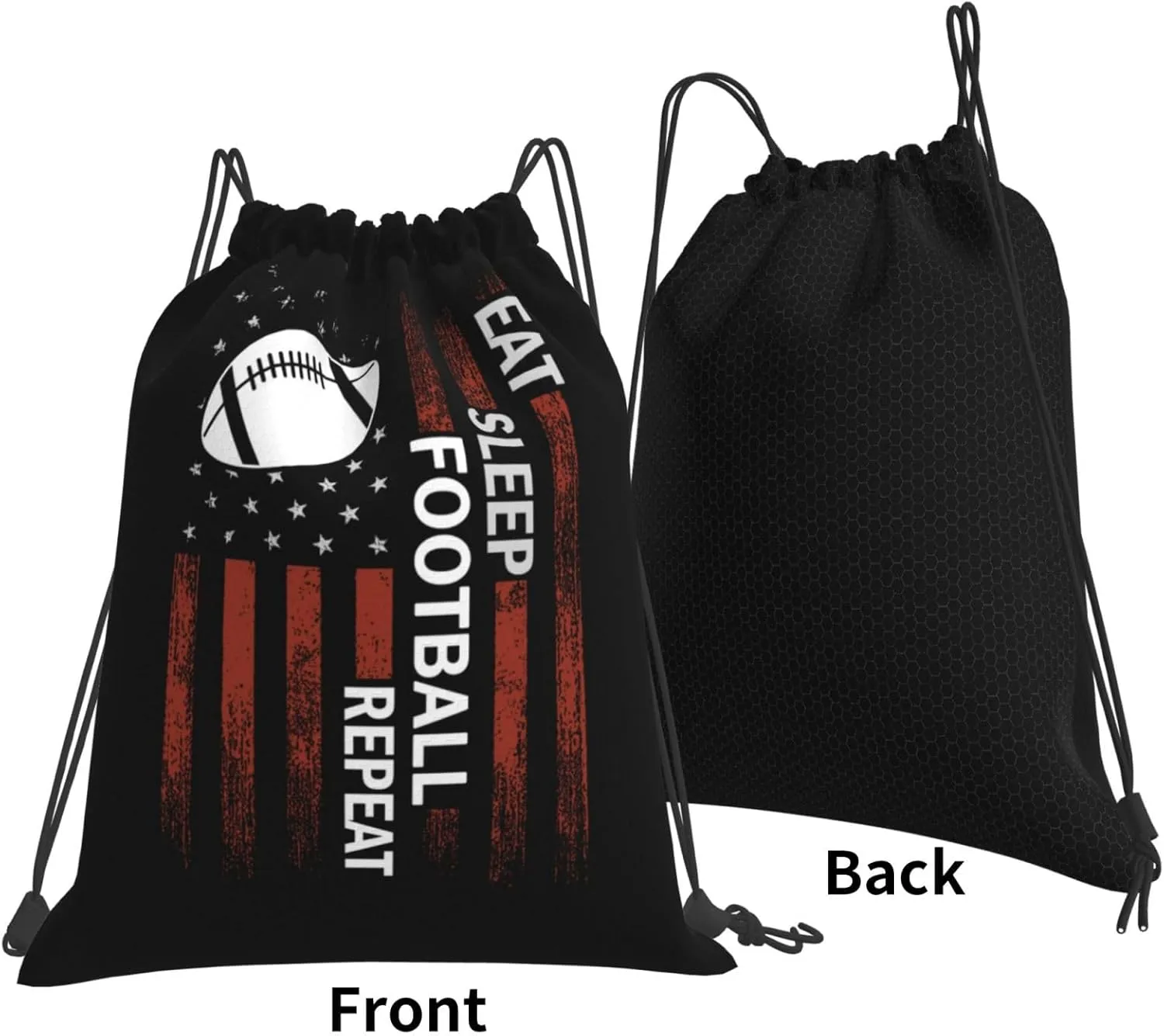 Eat Sleep Football Repeat Unisex Drawstring Backpack Bag Sport Gym Swim Travel Sackpack