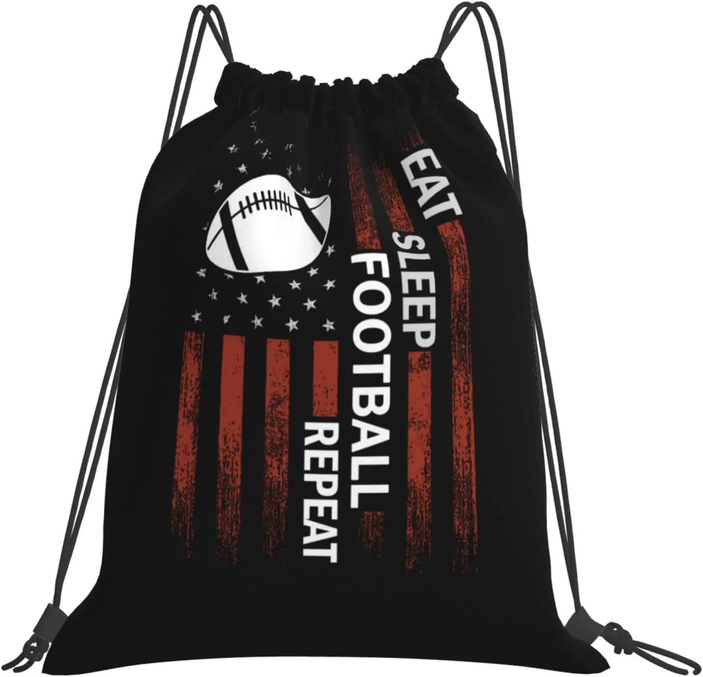Eat Sleep Football Repeat Unisex Drawstring Backpack Bag Sport Gym Swim Travel Sackpack