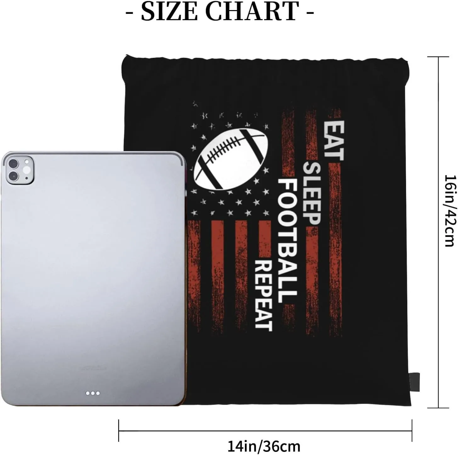 Eat Sleep Football Repeat Unisex Drawstring Backpack Bag Sport Gym Swim Travel Sackpack