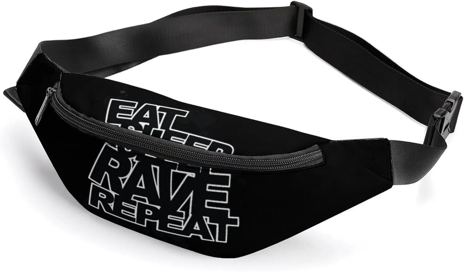 Eat Sleep Rave Repeat Belt Bag Waist Bag Pouch with Adjustable Strap Crossbody Bag for Women Men