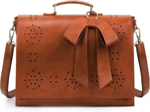 ECOSUSI Women's Briefcase Vegan Leather Laptop Bag for Work Shoulder Computer Satchel Bag with Detachable Bow