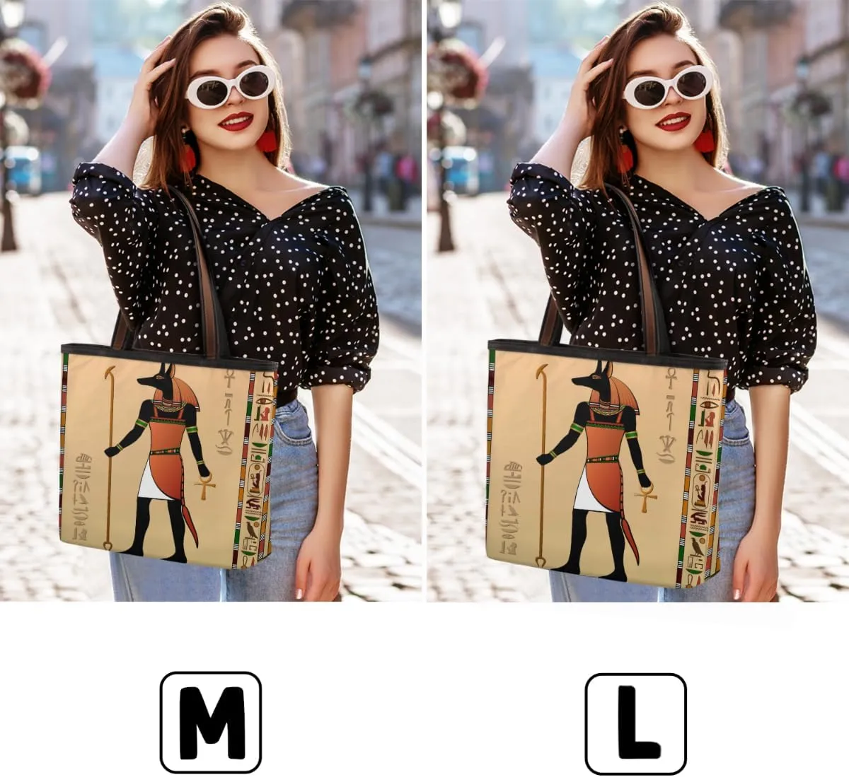 Egypt Murals Anubis Tote Bag Tote Purse for Women with Zipper Womens Handbags for Work Travel