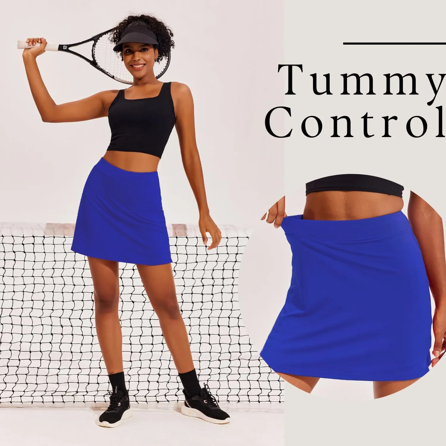 Ekouaer Golf Skorts for Woman Active Performance Skort Lightweight Tennis Skirt with Shorts Pockets Running Workout Sports