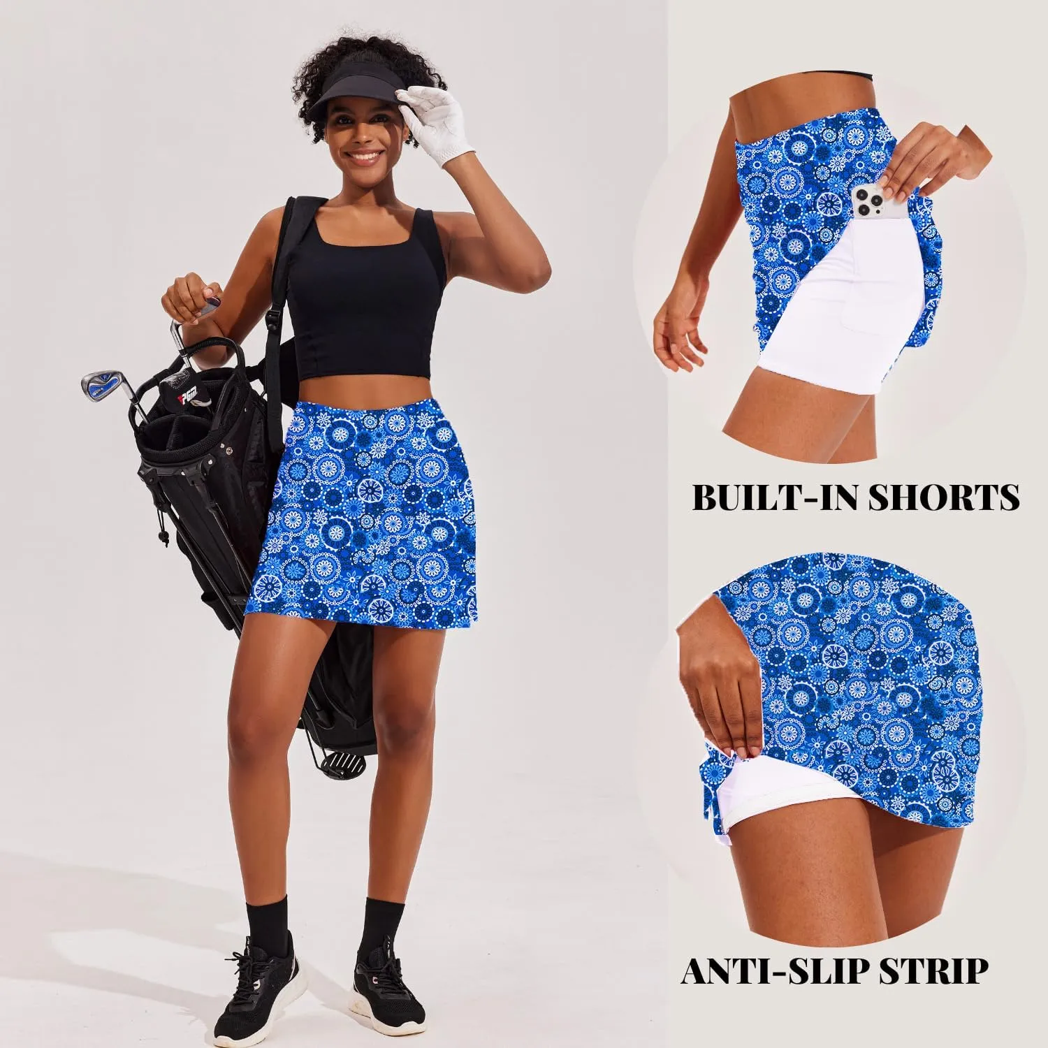 Ekouaer Women's Athletic Skorts Lightweight Golf Skirts Inner Shorts Pocket Tennis Workout Sports Pickleball Skort