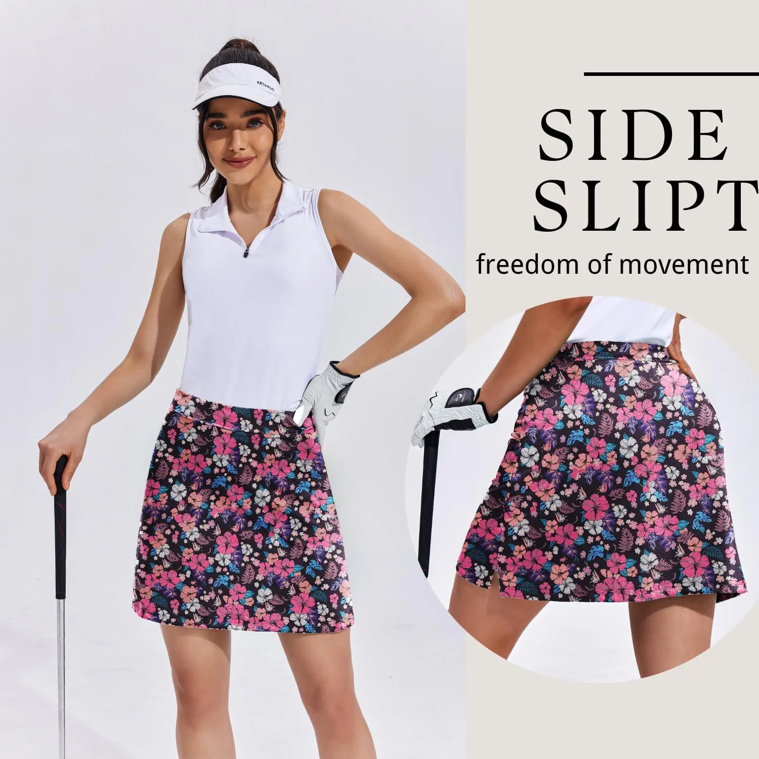Ekouaer Women's Athletic Skorts Lightweight Golf Skirts Inner Shorts Pocket Tennis Workout Sports Pickleball Skort